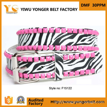 Hot Sale Fashion Pink Stud Jeans Color Printed Fashion Belt